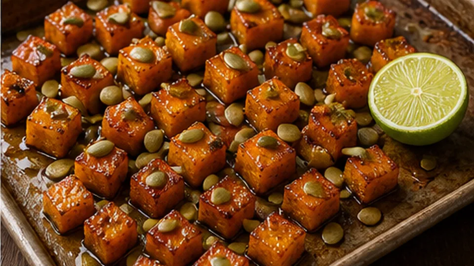 Brighten with lime and seeds for Maple Chili Roasted Squash
