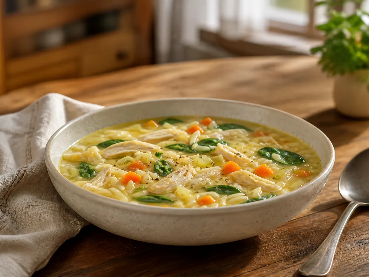 Mediterranean Lemon Chicken Soup with Orzo