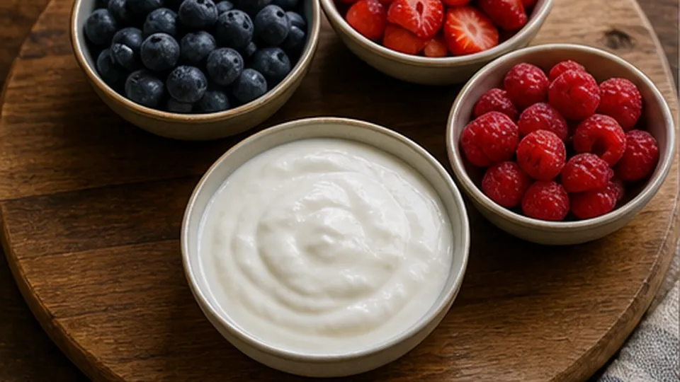 Set up the toppings board for Mini Pancake Breakfast Board