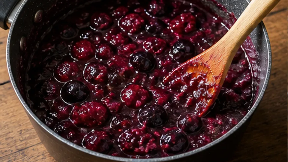 Cook the berry filling for Mixed Berry Oat Breakfast Bars