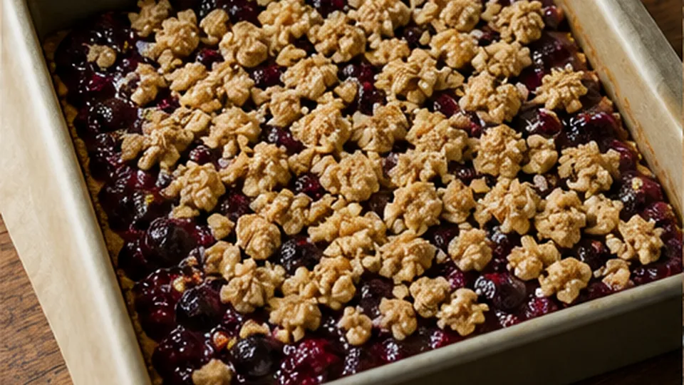 Crumble the top layer for Mixed Berry Oat Breakfast Bars