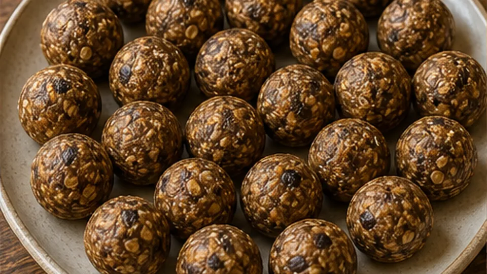 Roll compact equal bites for Oatmeal Raisin Energy Bites