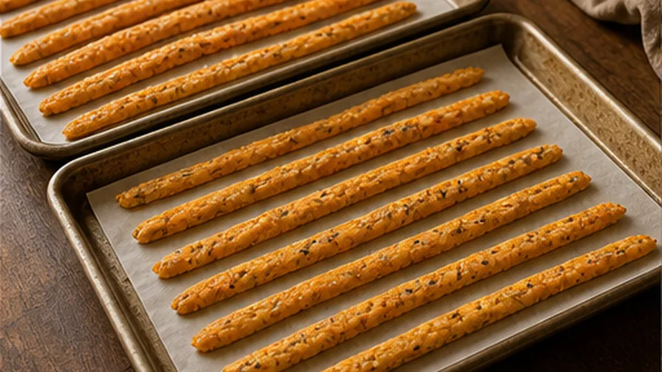 Roll and bake the sticks for Parmesan Carrot Snack Sticks