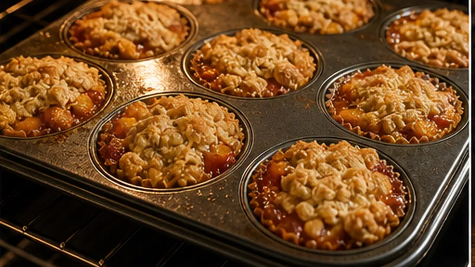 Bake until juices bubble for Peach Oat Crumble Cups