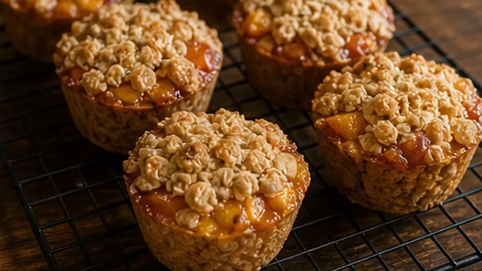 Cool before lifting out for Peach Oat Crumble Cups