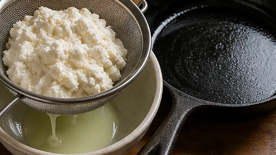 Drain ricotta and heat oven for Peach Ricotta Breakfast Cake