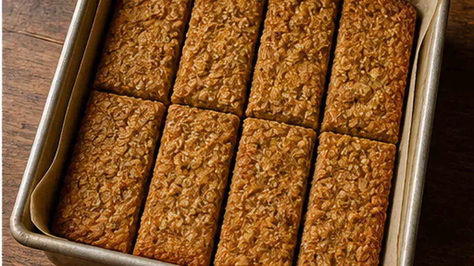 Cool and cut squares for Pear Cardamom Baked Oat Squares