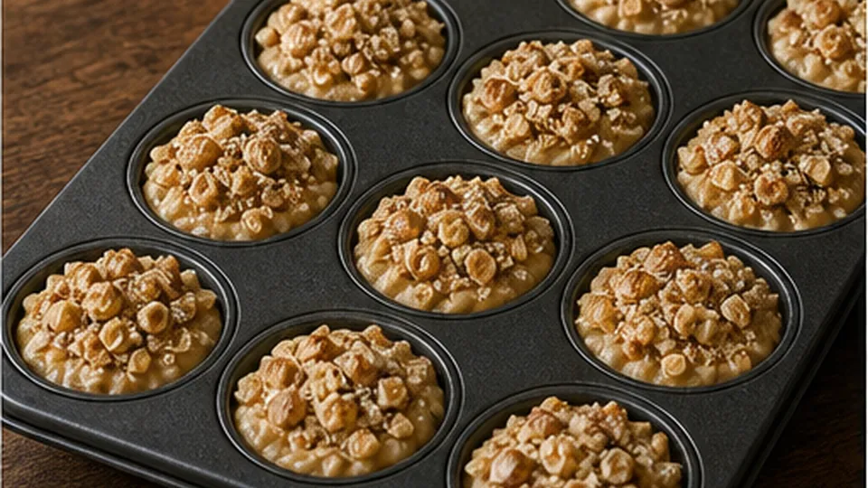 Fold in the diced pears for Pear Hazelnut Crumb Muffins