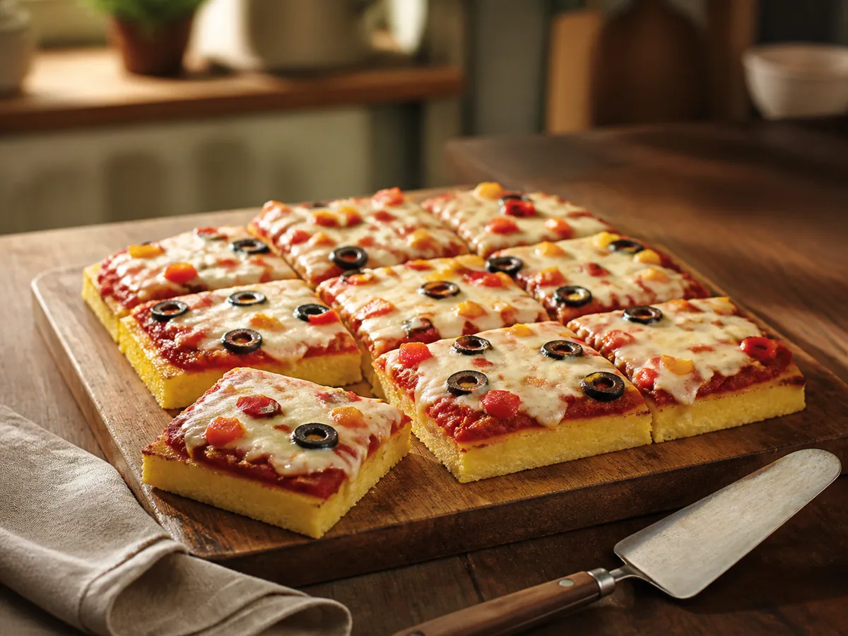 Pizza Polenta Lunchbox Squares