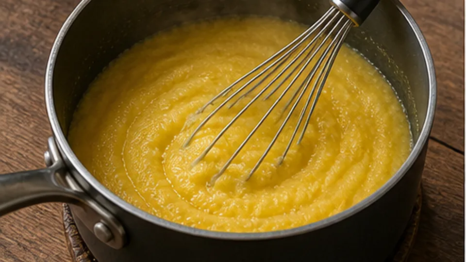 Cook a thick polenta for Pizza Polenta Lunchbox Squares