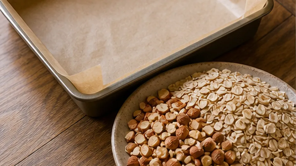 Toast the almonds and oats for Plum Almond Chia Fridge Bars