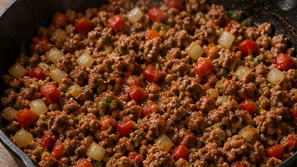 Heat oven, soften the vegetables for Pork Taco Cornbread Bake