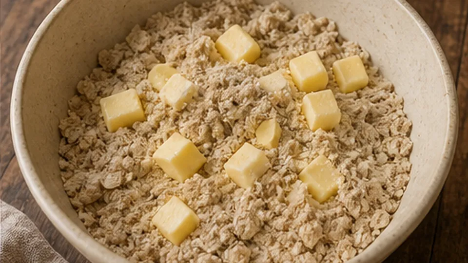 Press the base layer for Raspberry Rye Crumb Bars