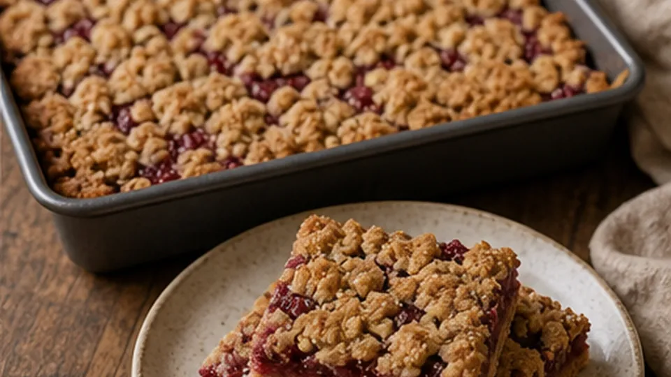 Cool fully before slicing for Raspberry Rye Crumb Bars