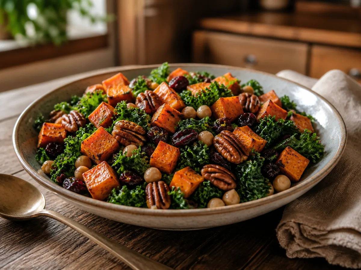 Roasted Sweet Potato Kale Salad