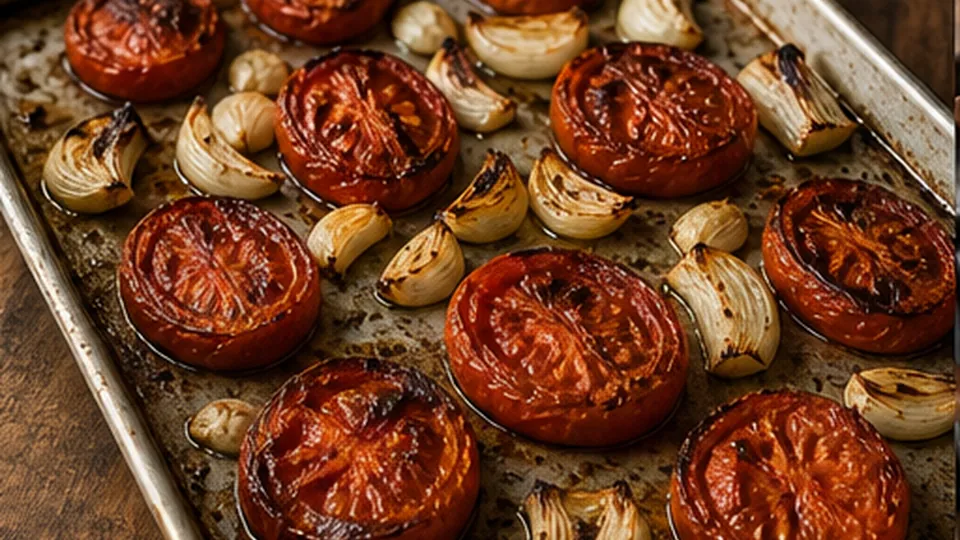 Roast tomatoes until collapsed for Roasted Tomato Chickpea Soup