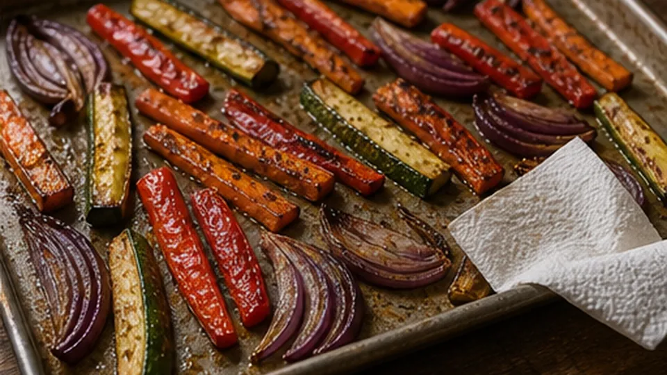 Roast until edges char for Roasted Vegetable Hummus Wraps