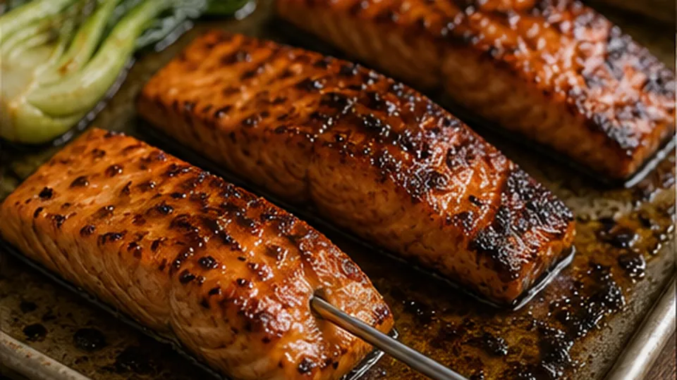 Pull salmon at temperature for Salmon Miso Noodle Bowls