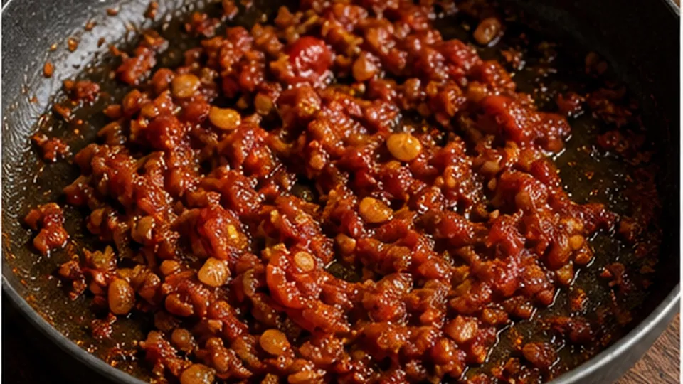 Darken paste with oregano for Salmon Tomato Farro Skillet