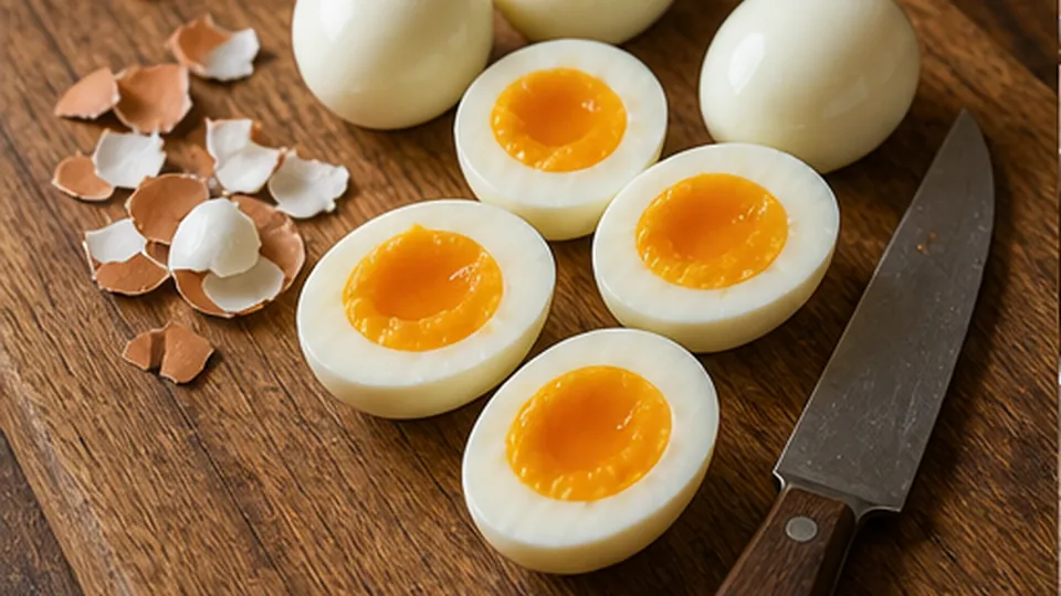 Peel and halve eggs for Savory Lentil Breakfast Bowls