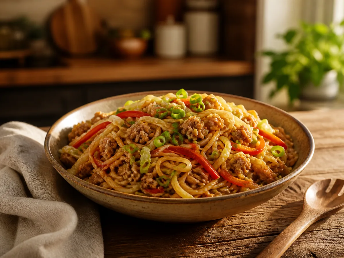 Sesame Ground Chicken Noodles