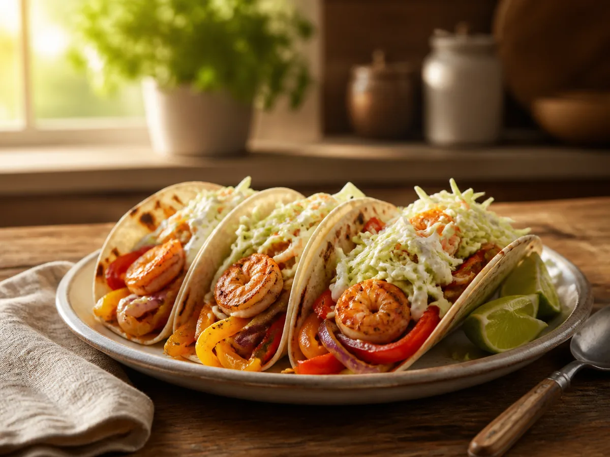 Sheet-Pan Shrimp Tacos with Lime Slaw