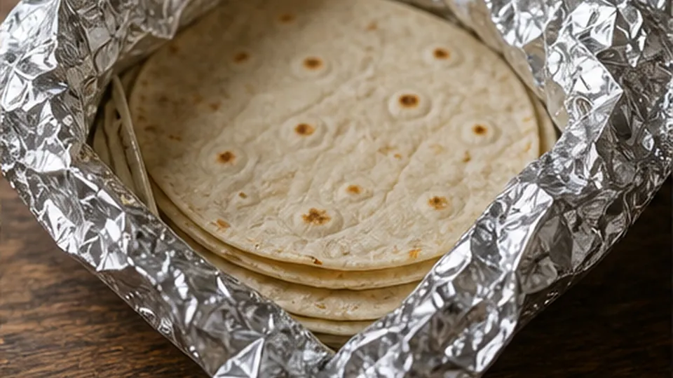 Warm the tortillas for Sheet-Pan Shrimp Tacos with Lime Slaw