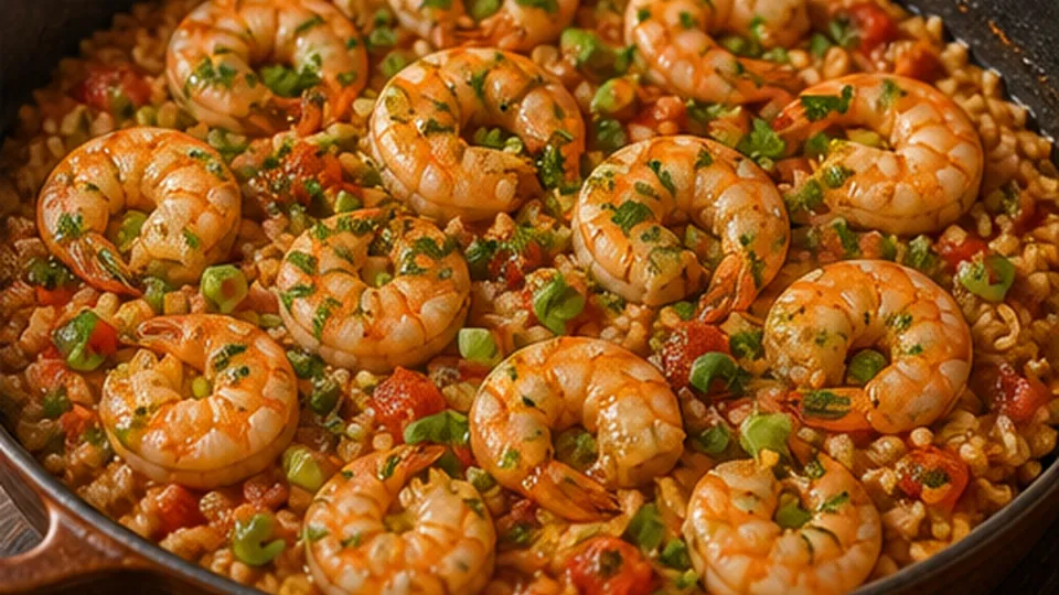 Rest, fluff, and garnish for Shrimp Jambalaya Skillet