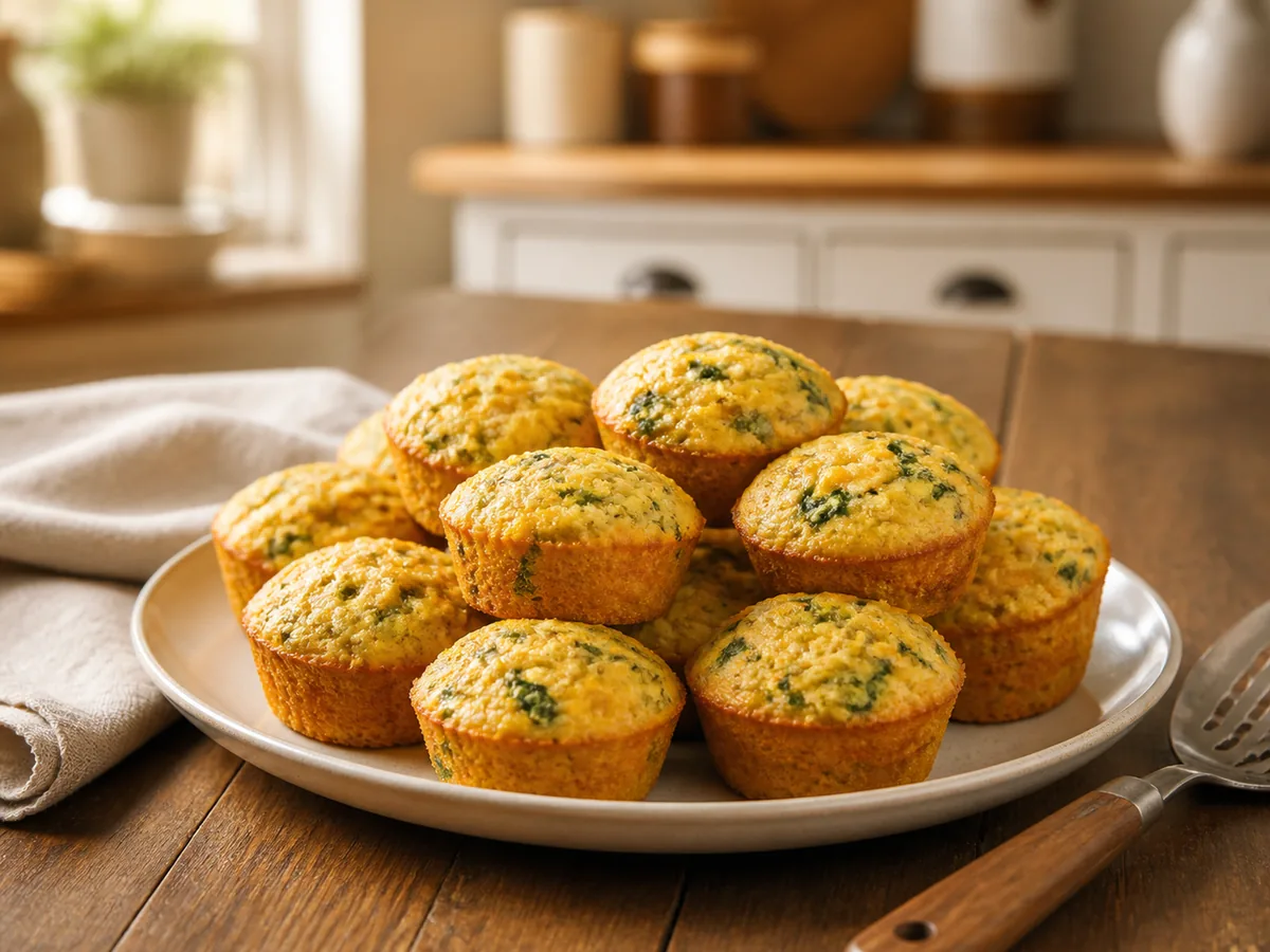 Spinach Cheddar Mini Cornbread