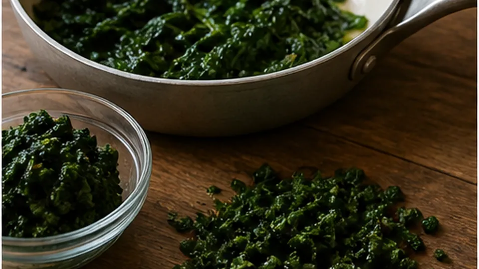Wilt and squeeze spinach for Spinach Ricotta Lentil Stuffed Shells