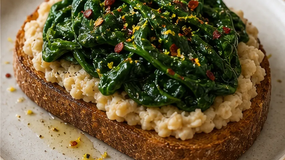 Finish with heat and acid for Spinach White Bean Toast