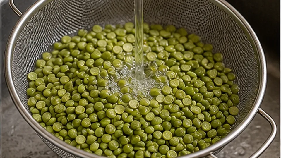 Rinse and sort the peas for Split Pea Vegetable Pot