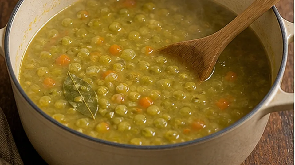 Simmer until peas break down for Split Pea Vegetable Pot