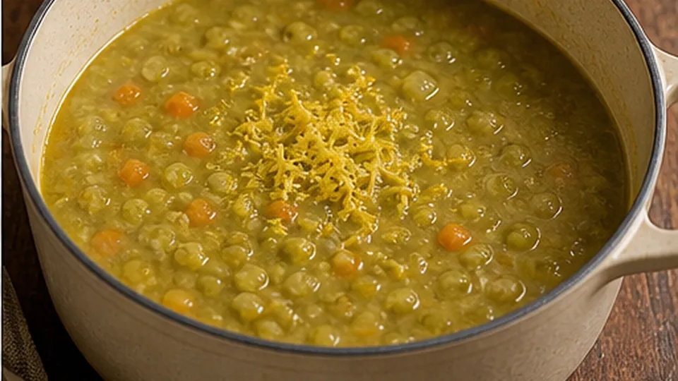 Finish with lemon and rest for Split Pea Vegetable Pot