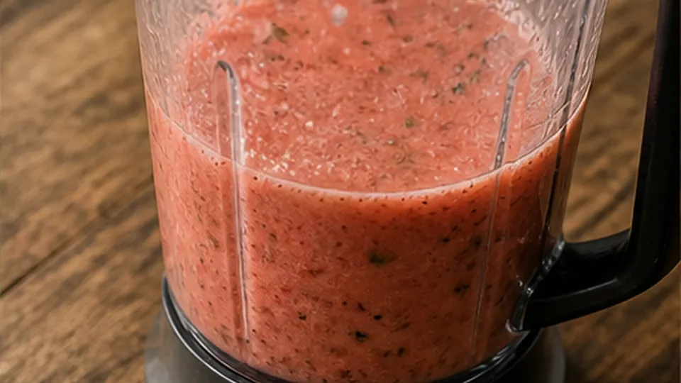 Bruise the basil leaves for Strawberry Basil Lemonade Pops