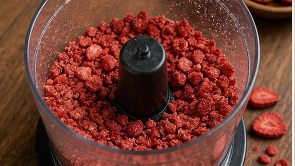 Crush the freeze-dried berries for Strawberry Coconut Oat Balls