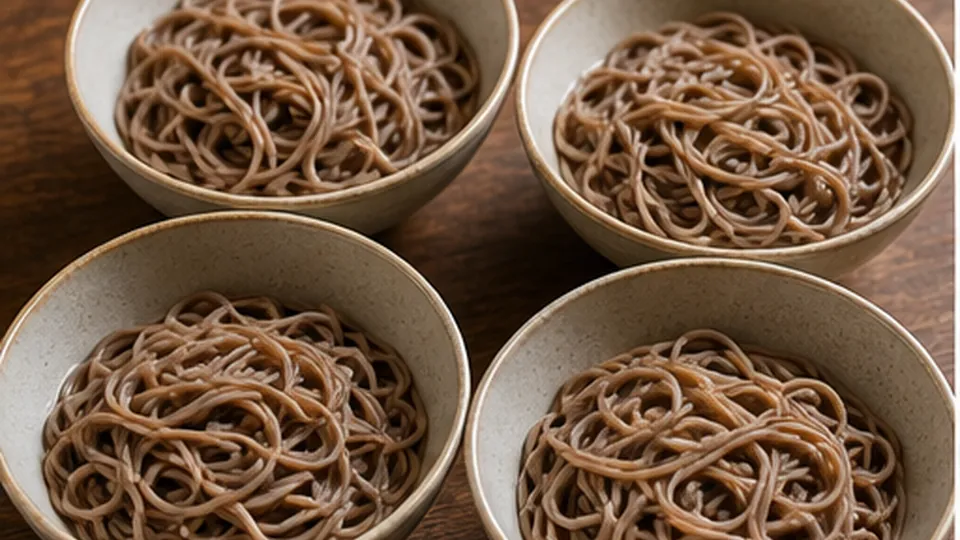 Boil and divide the soba for Tofu Miso Noodle Soup