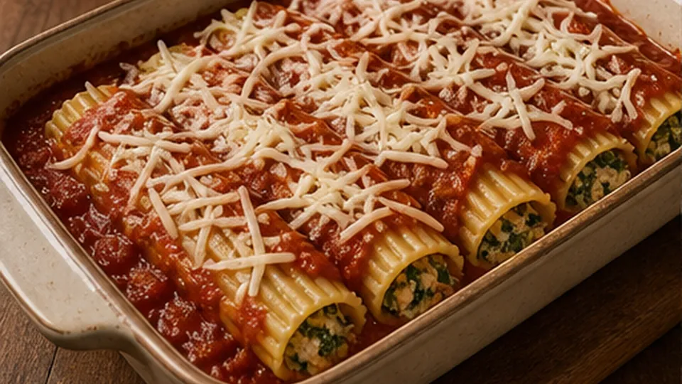 Layer tubes under marinara for Turkey Kale Pumpkin Manicotti