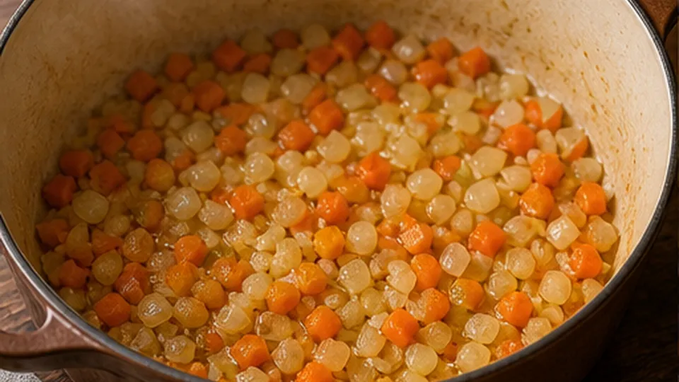 Build the soup base for Turkey Meatball Orzo Soup with Spinach