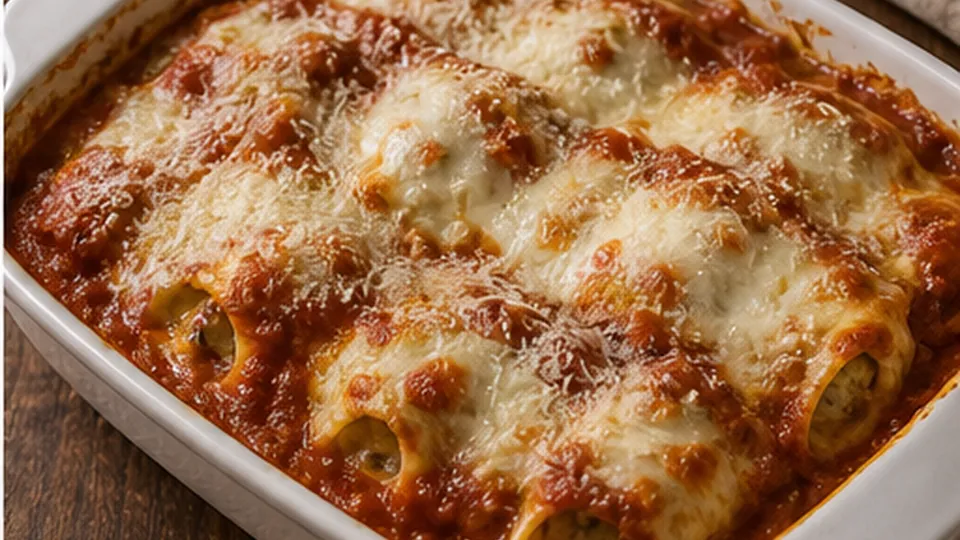 Bake covered, then uncovered for Turkey Spinach Stuffed Shells
