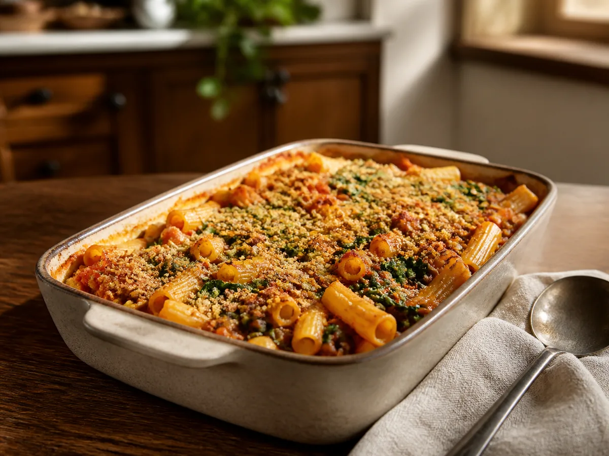 Vegan Baked Ziti with Lentils
