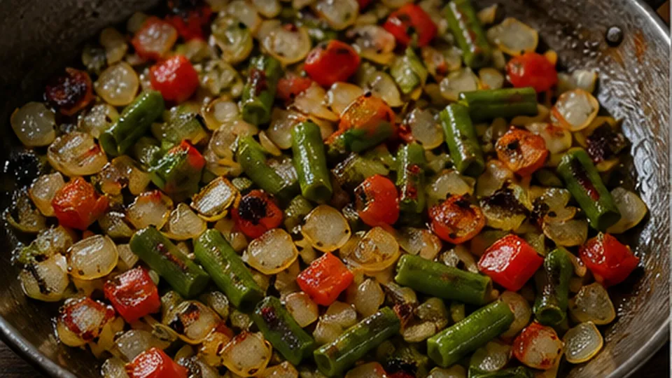 Brown the vegetables first for Vegetable Paella with Chickpeas